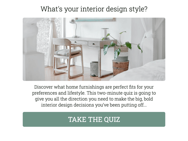 "What’s your interior design style?" quiz template cover page